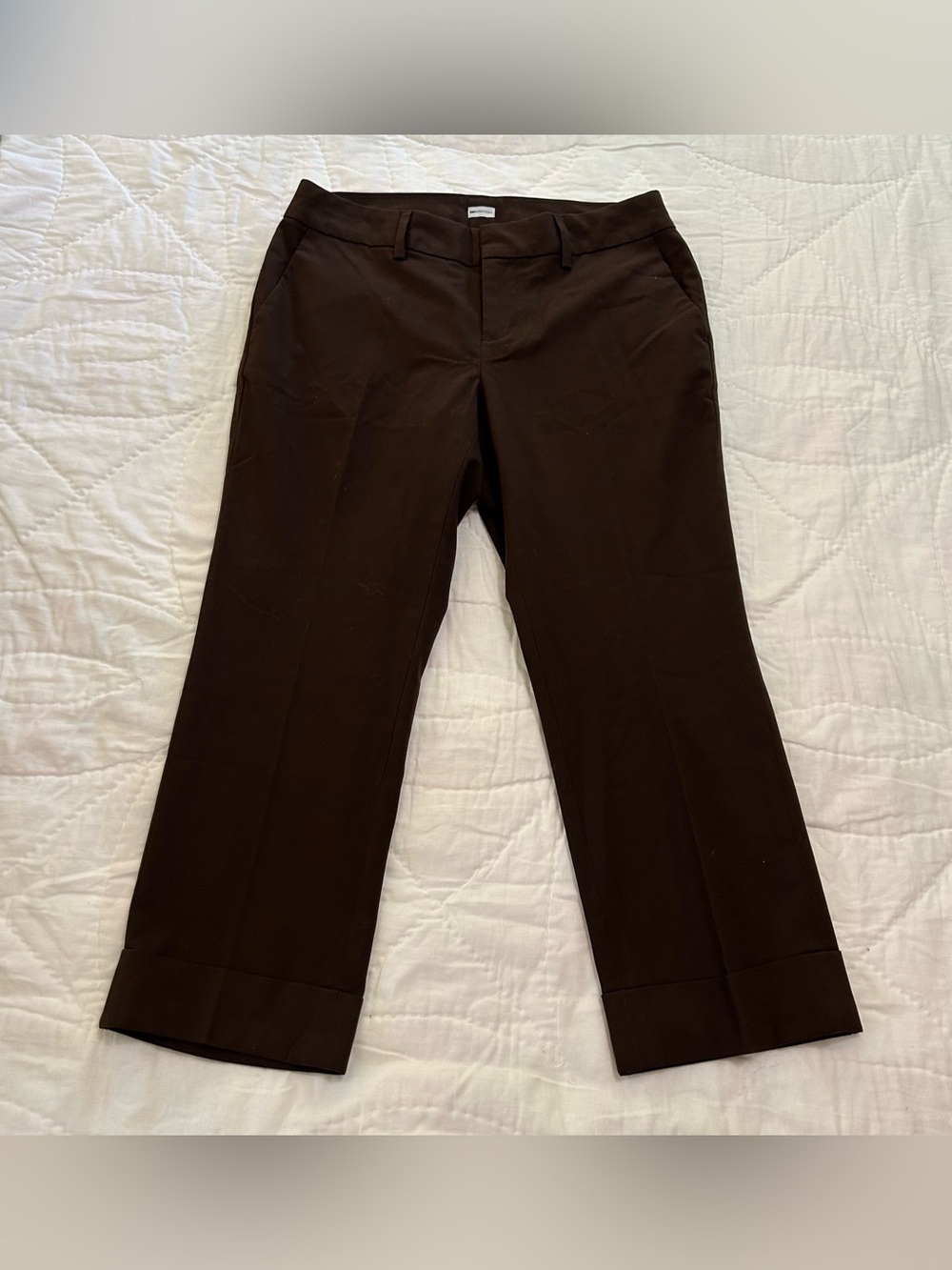 VTG Y2K Gap low rise dress Pants cropped Cuffed Wide Leg Womens 6 Brown Preppy